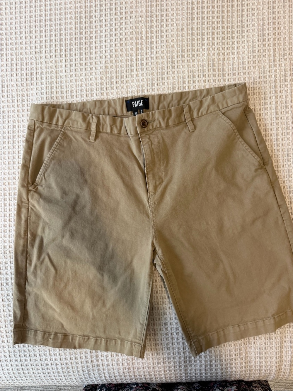 PAIGE Men's Tan Flat-Front Chino Shorts